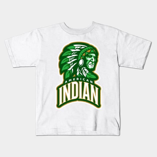 American Indian Green Logo Kids T-Shirt by Steady Eyes
